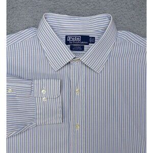 Polo Ralph Lauren Shirt Mens 17 1/2 - 32/33 Blue Striped Curham Button Down